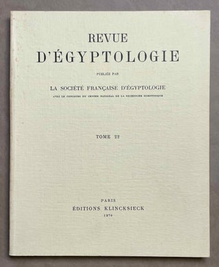 Item #M9147 Revue d'Egyptologie. Tome XXII (1970). AAE - Journal - Single issue[newline]M9147-00.jpeg