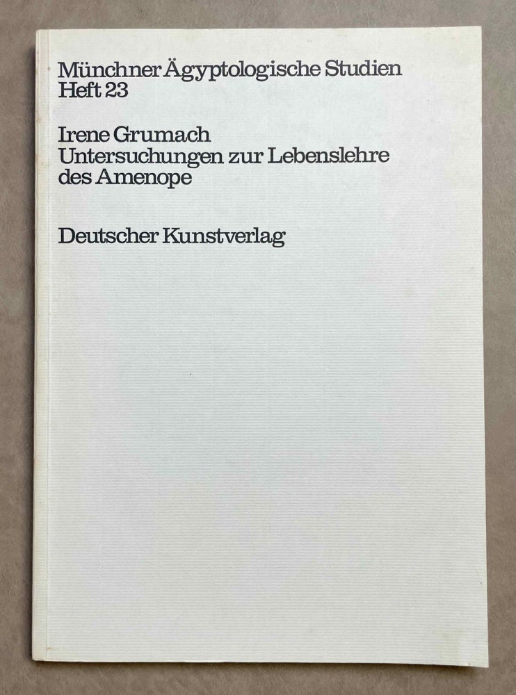 Item #M9148 Untersuchungen zur Lebenslehre des Amenope. GRUMACH Irene.[newline]M9148-00.jpeg