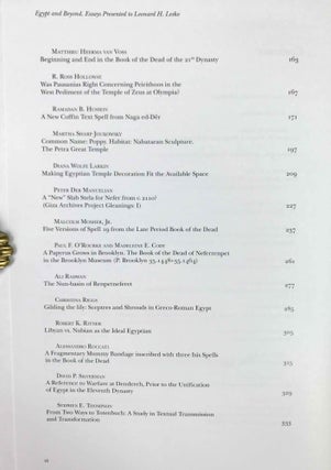 Egypt and beyond. Essays presented to Leonard H. Lesko upon his Retirement from the Wilbour Chair of Egyptology at Brown University, June 2005.[newline]M9155-04.jpeg