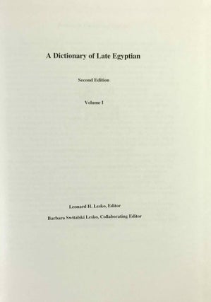 A Dictionary of Late Egyptian. Vol. I & II (2nd edition, complete set)[newline]M9157-02.jpeg