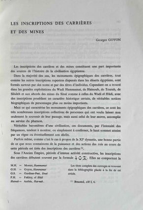 Les inscriptions des carrières et des mines