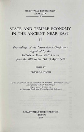 State and temple economy in the ancient Near East. Proceedings of the International Conference organized by the Katholieke Universiteit of Leuven from the 10th to the 14th of April 1978. Volumes I & II (complete set)[newline]M9160a-07.jpeg
