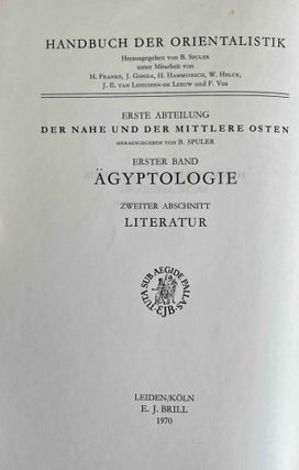 Handbuch der Orientalistik, Erster Band. 2. Abschnitt: Literatur.