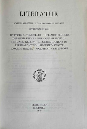 Handbuch der Orientalistik, Erster Band. 2. Abschnitt: Literatur.