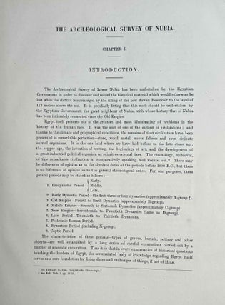 The archaeological survey of Nubia. Report for 1907-1908. Vol. I,1: Archaeological Report, by George A. Reisner. Vol. I,2: Plates and plans accompanying volume I. Volume II,1: Report on the human remains, by G. Elliot Smith and F. Wood Jones. Vol. II,2: Plates accompanying volume II. Vol. III,1: Report for 1908-1909. Vol. I, part I: Report on the work of the season 1908-1909; part II: Catalogue of graves and their contents, by C.M. Firth. Vol. III,2: Plates and plans accompanying volume I. Vol. IV: Report for 1909-1910, by C.M. Firth. Vol. V: Report for 1910-1911, by C.M. Firth. (complete set)[newline]M9178-09.jpeg