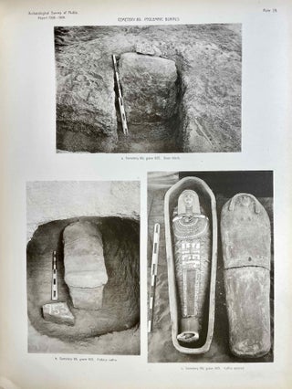 The archaeological survey of Nubia. Report for 1907-1908. Vol. I,1: Archaeological Report, by George A. Reisner. Vol. I,2: Plates and plans accompanying volume I. Volume II,1: Report on the human remains, by G. Elliot Smith and F. Wood Jones. Vol. II,2: Plates accompanying volume II. Vol. III,1: Report for 1908-1909. Vol. I, part I: Report on the work of the season 1908-1909; part II: Catalogue of graves and their contents, by C.M. Firth. Vol. III,2: Plates and plans accompanying volume I. Vol. IV: Report for 1909-1910, by C.M. Firth. Vol. V: Report for 1910-1911, by C.M. Firth. (complete set)[newline]M9178-65.jpeg