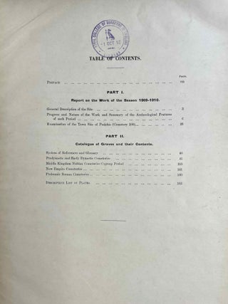The archaeological survey of Nubia. Report for 1907-1908. Vol. I,1: Archaeological Report, by George A. Reisner. Vol. I,2: Plates and plans accompanying volume I. Volume II,1: Report on the human remains, by G. Elliot Smith and F. Wood Jones. Vol. II,2: Plates accompanying volume II. Vol. III,1: Report for 1908-1909. Vol. I, part I: Report on the work of the season 1908-1909; part II: Catalogue of graves and their contents, by C.M. Firth. Vol. III,2: Plates and plans accompanying volume I. Vol. IV: Report for 1909-1910, by C.M. Firth. Vol. V: Report for 1910-1911, by C.M. Firth. (complete set)[newline]M9178-72.jpeg