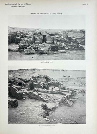 The archaeological survey of Nubia. Report for 1907-1908. Vol. I,1: Archaeological Report, by George A. Reisner. Vol. I,2: Plates and plans accompanying volume I. Volume II,1: Report on the human remains, by G. Elliot Smith and F. Wood Jones. Vol. II,2: Plates accompanying volume II. Vol. III,1: Report for 1908-1909. Vol. I, part I: Report on the work of the season 1908-1909; part II: Catalogue of graves and their contents, by C.M. Firth. Vol. III,2: Plates and plans accompanying volume I. Vol. IV: Report for 1909-1910, by C.M. Firth. Vol. V: Report for 1910-1911, by C.M. Firth. (complete set)[newline]M9178-87.jpeg