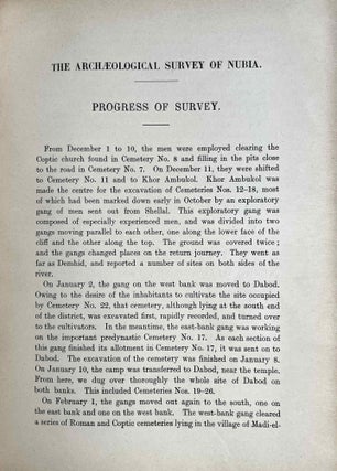 The Archaeological Survey of Nubia. Bulletin No. 1: dealing with the work up to November 30, 1907. Bulletin No. 2: dealing with the work from December 1, 1907, to March 31, 1908.