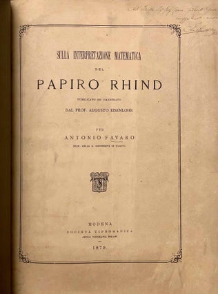 Sulla interpretazione matematica del papiro Rhind, pubblicato ed illustrato dal prof. Augusto Eisenlohr[newline]M9185-02.jpeg