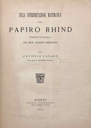 Sulla interpretazione matematica del papiro Rhind, pubblicato ed illustrato dal prof. Augusto Eisenlohr[newline]M9185-05.jpeg