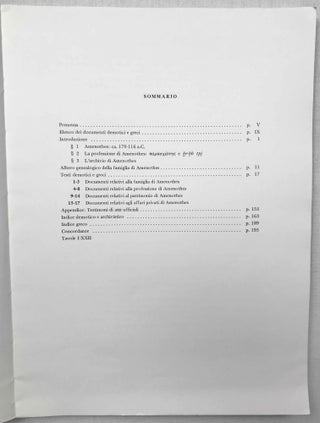 L'Archivio di Amenothes figlio di Horos (P. Tor. Amenothes). Testi demotici e greci relativi ad una famiglia di imbalsamatori del secondo sec. a. C.