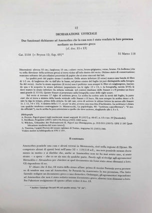 L'Archivio di Amenothes figlio di Horos (P. Tor. Amenothes). Testi demotici e greci relativi ad una famiglia di imbalsamatori del secondo sec. a. C.