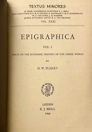 Epigraphica. Vol. I: Texts on the economic history of the Greek world. Vol. II: Texts on the social history of the Greek world.[newline]M9200-02.jpeg