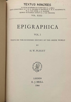 Epigraphica. Vol. I: Texts on the economic history of the Greek world. Vol. II: Texts on the social history of the Greek world.[newline]M9200-03.jpeg