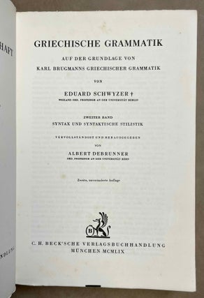 Griechische Grammatik. Zweiter Band: Syntax und syntaktische Stilistik.