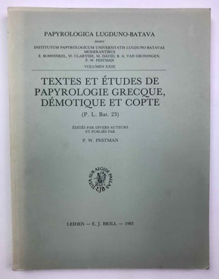 Item #M9227 Textes et études de papyrologie grecque, démotique et copte. PESTMAN Pieter Willem