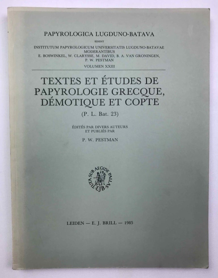 Item #M9227 Textes et études de papyrologie grecque, démotique et copte. PESTMAN Pieter Willem.[newline]M9227-00.jpeg