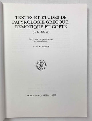 Textes et études de papyrologie grecque, démotique et copte