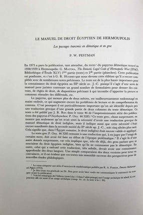 Textes et études de papyrologie grecque, démotique et copte