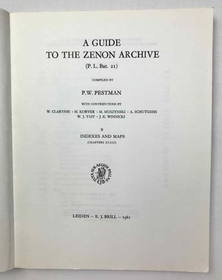 A Guide to the Zenon Archive. A. Chapters I-X: Lists and Surveys. B. Chapters XI-XXI: Indexes and Maps (complete set)[newline]M9229-09.jpeg