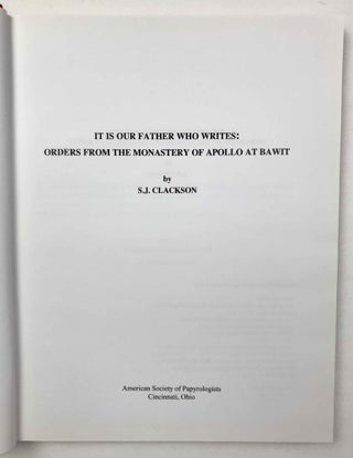 It is our father who writes: orders from the monastery of Apollo at Bawit