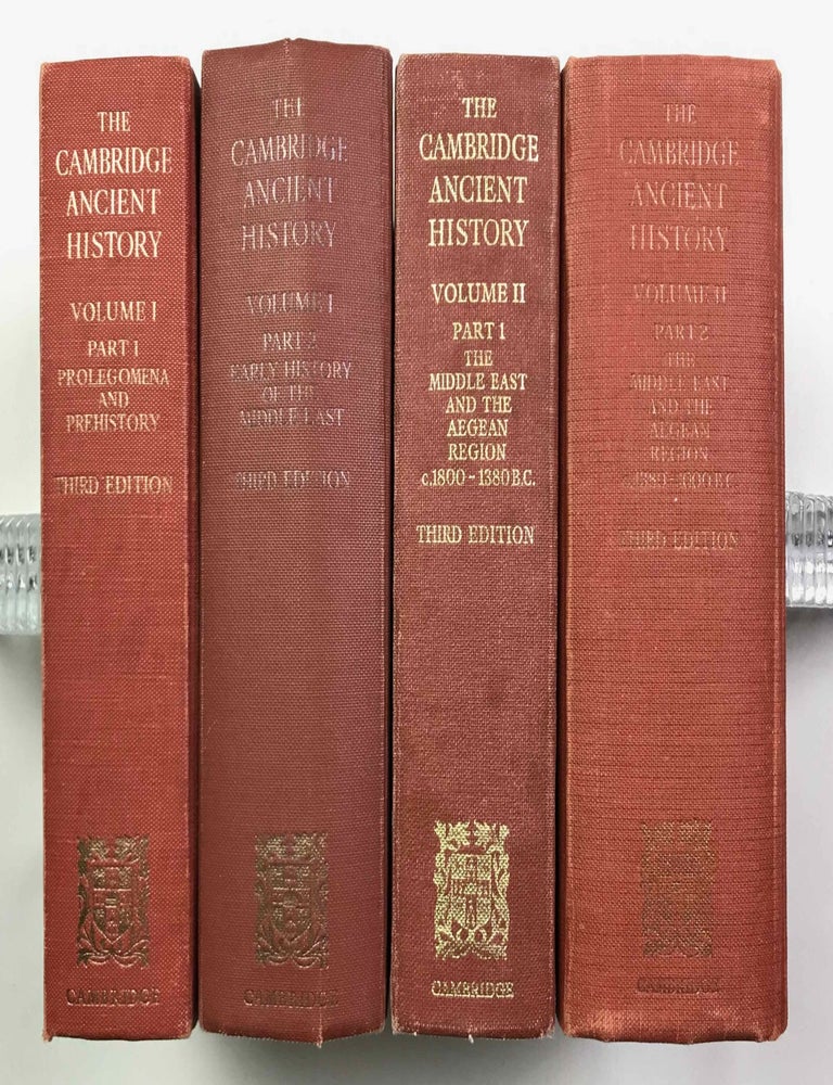 Item #M9299 The Cambridge Ancient History. Vol. I,1: Prolegomena and Prehistory. Vol. I,2: Early history of the Middle East. Vol. II,1: The Middle East and the Aegean Region c. 1800-1380 B.C. Vol. II,2: History of the Middle East and the Aegean Region (1380-1000 B.C.). 4 volumes. EDWARDS Iorwerth Eiddon Stephen - GADD C. J. - HAMMOND N. G L.[newline]M9299-00.jpeg