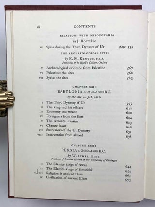 The Cambridge Ancient History. Vol. I,1: Prolegomena and Prehistory. Vol. I,2: Early history of the Middle East. Vol. II,1: The Middle East and the Aegean Region c. 1800-1380 B.C. Vol. II,2: History of the Middle East and the Aegean Region (1380-1000 B.C.). 4 volumes.[newline]M9299-28.jpeg