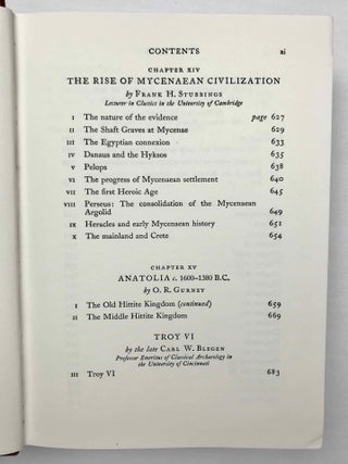 The Cambridge Ancient History. Vol. I,1: Prolegomena and Prehistory. Vol. I,2: Early history of the Middle East. Vol. II,1: The Middle East and the Aegean Region c. 1800-1380 B.C. Vol. II,2: History of the Middle East and the Aegean Region (1380-1000 B.C.). 4 volumes.[newline]M9299-48.jpeg