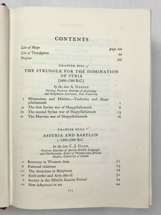The Cambridge Ancient History. Vol. I,1: Prolegomena and Prehistory. Vol. I,2: Early history of the Middle East. Vol. II,1: The Middle East and the Aegean Region c. 1800-1380 B.C. Vol. II,2: History of the Middle East and the Aegean Region (1380-1000 B.C.). 4 volumes.[newline]M9299-59.jpeg