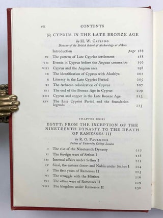 The Cambridge Ancient History. Vol. I,1: Prolegomena and Prehistory. Vol. I,2: Early history of the Middle East. Vol. II,1: The Middle East and the Aegean Region c. 1800-1380 B.C. Vol. II,2: History of the Middle East and the Aegean Region (1380-1000 B.C.). 4 volumes.[newline]M9299-62.jpeg