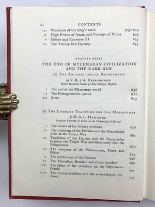 The Cambridge Ancient History. Vol. I,1: Prolegomena and Prehistory. Vol. I,2: Early history of the Middle East. Vol. II,1: The Middle East and the Aegean Region c. 1800-1380 B.C. Vol. II,2: History of the Middle East and the Aegean Region (1380-1000 B.C.). 4 volumes.[newline]M9299-68.jpeg