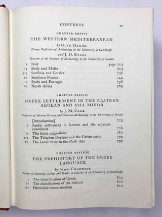 The Cambridge Ancient History. Vol. I,1: Prolegomena and Prehistory. Vol. I,2: Early history of the Middle East. Vol. II,1: The Middle East and the Aegean Region c. 1800-1380 B.C. Vol. II,2: History of the Middle East and the Aegean Region (1380-1000 B.C.). 4 volumes.[newline]M9299-69.jpeg