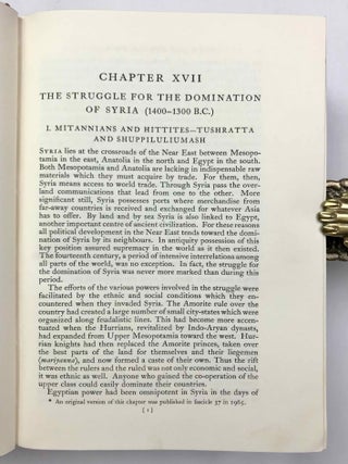 The Cambridge Ancient History. Vol. I,1: Prolegomena and Prehistory. Vol. I,2: Early history of the Middle East. Vol. II,1: The Middle East and the Aegean Region c. 1800-1380 B.C. Vol. II,2: History of the Middle East and the Aegean Region (1380-1000 B.C.). 4 volumes.[newline]M9299-71.jpeg