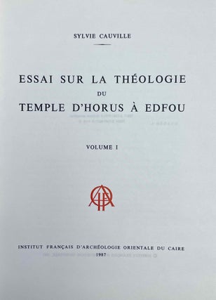 Essai sur la théologie du temple d'Horus à Edfou. Tomes I & II (complete set)[newline]M9313-01.jpeg
