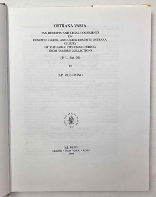Ostraka Varia. Tax receipts and legal documents on Demotic, Greek and Greek-Demotic ostraka, chiefly of the early Ptolemaic period, from various collections.