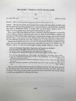 Ostraka Varia. Tax receipts and legal documents on Demotic, Greek and Greek-Demotic ostraka, chiefly of the early Ptolemaic period, from various collections.