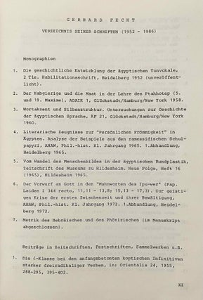 Form und Mass. Beiträge zur Literatur, Sprache und Kunst des alten Ägypten. Festschrift für Gerhard Fecht zum 65. Geburtstag am 06. Februar 1987.