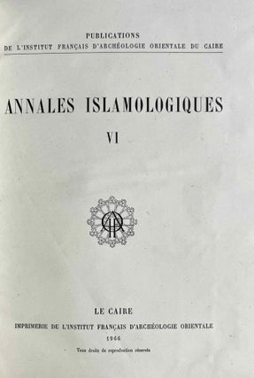 Annales islamologiques. Tome VI (1966)[newline]M9332-02.jpeg