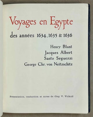 Voyages en Egypte des années 1634, 1635 & 1636