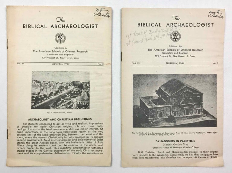 Item #M9360 The Biblical Archaeologist. Vol. II,3: September 1939. Vol. VII,1: February 1944. 2 volumes. AAE - Journal - Two issues.[newline]M9360-00.jpeg