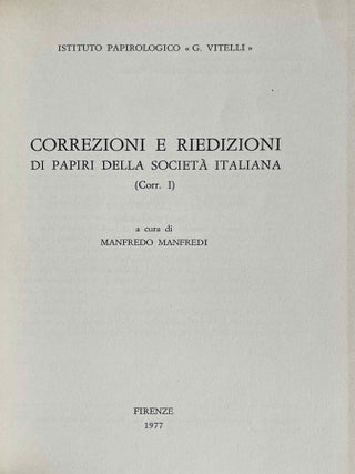 Correzioni e riedizioni di papiri della Societ&agrave; italiana (Corr. I)[newline]M9373-01.jpeg
