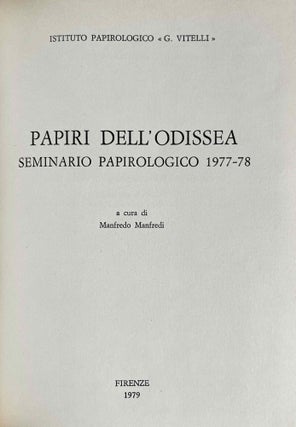 Papiri dell'Odissea. Seminario papirologico 1977-78.