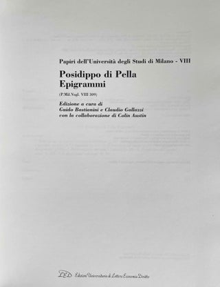 Papiri dell'Università degli Studi di Milano - VIII. Posidippo di Pella. Epigrammi. (P.Mil. Vogl. VIII 309). Testo & Tavole (complete set)[newline]M9392-01.jpeg