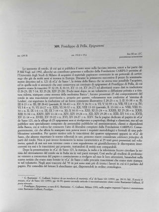 Papiri dell'Università degli Studi di Milano - VIII. Posidippo di Pella. Epigrammi. (P.Mil. Vogl. VIII 309). Testo & Tavole (complete set)[newline]M9392-03.jpeg