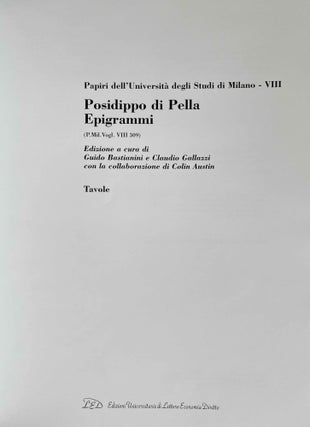 Papiri dell'Università degli Studi di Milano - VIII. Posidippo di Pella. Epigrammi. (P.Mil. Vogl. VIII 309). Testo & Tavole (complete set)[newline]M9392-07.jpeg