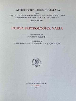 Studia papyrologica varia. Conscripserunt Instituti alumni.[newline]M9394-01.jpeg