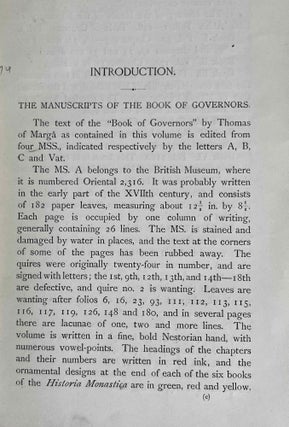 The Book of Governors. The Historia monastica of Thomas, bishop of Marga, A.D. 840, edited from Syriac manuscripts in the British museum and other libraries. 2 volumes (complete set)[newline]M9408-12.jpeg