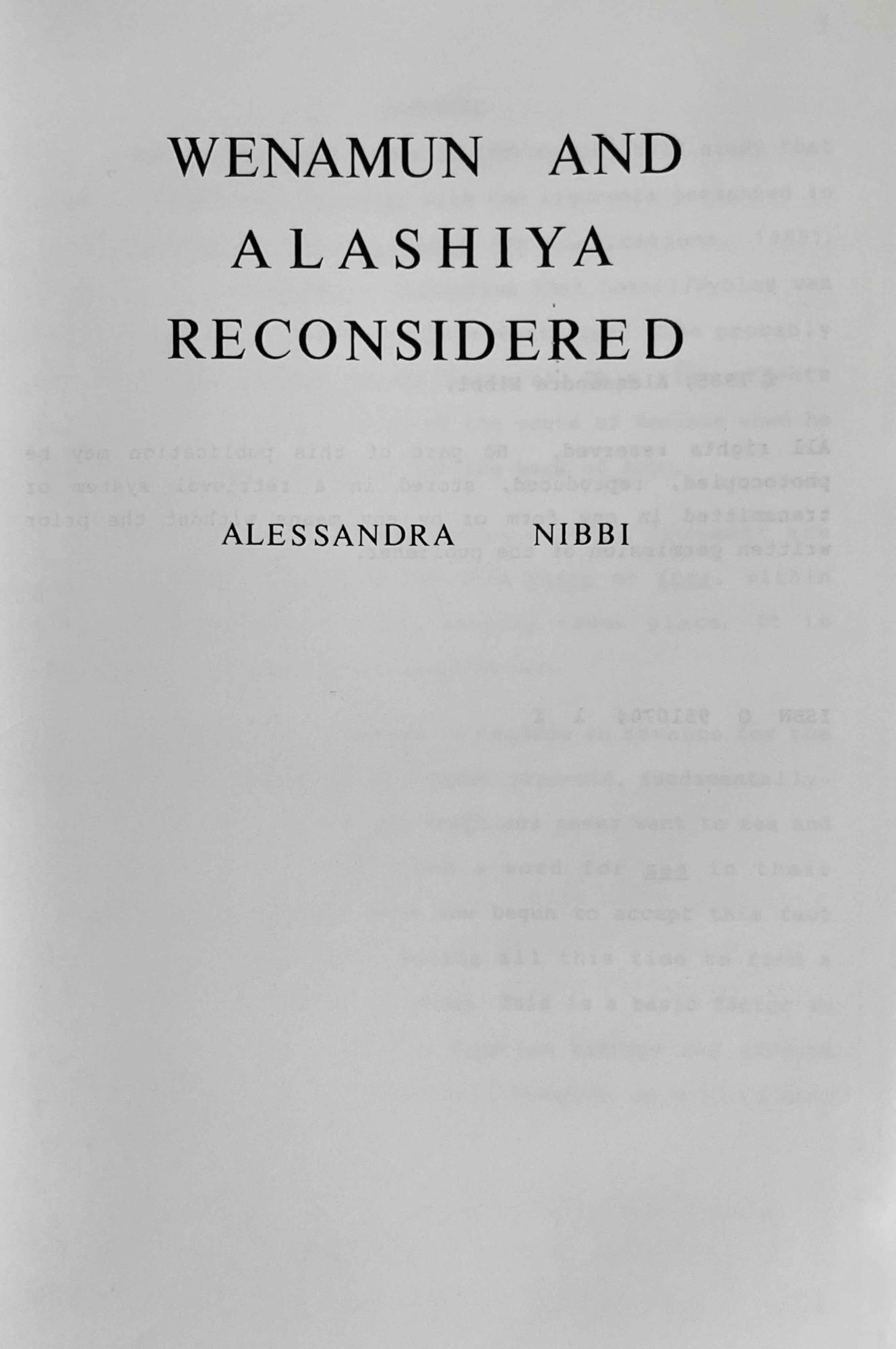 Wenamun and Alashiya reconsidered | NIBBI Alessandra