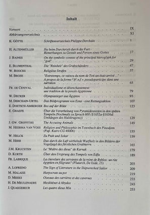 Religion und Philosophie im Alten Agypten. Festgabe fur Philippe Derchain zu Seinem 65 Geburstag am 24 juli 1991.